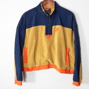 Nike Retro Colorblock Full Zip Jacket Tan Blue Women's Size XL Athleisure